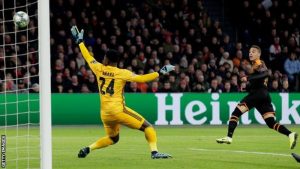 Read more about the article Last season’s Champions League semi-finalists Ajax were knocked out in the group stages as Valencia progressed instead with victory at the Johan Cruyff Arena.