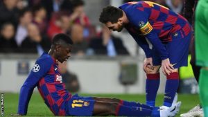 Read more about the article Ousmane Dembele: Barcelona winger tears hamstring on return to training