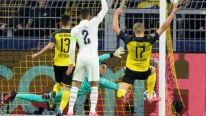 Read more about the article Erling Braut Haaland continued his remarkable scoring form this season with two more goals to give Borussia Dortmund the advantage over Paris St-Germain in their Champions League last-16 tie.
