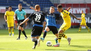 Read more about the article Sancho hits hattrick as Dortmund beat Paderborn 6-1