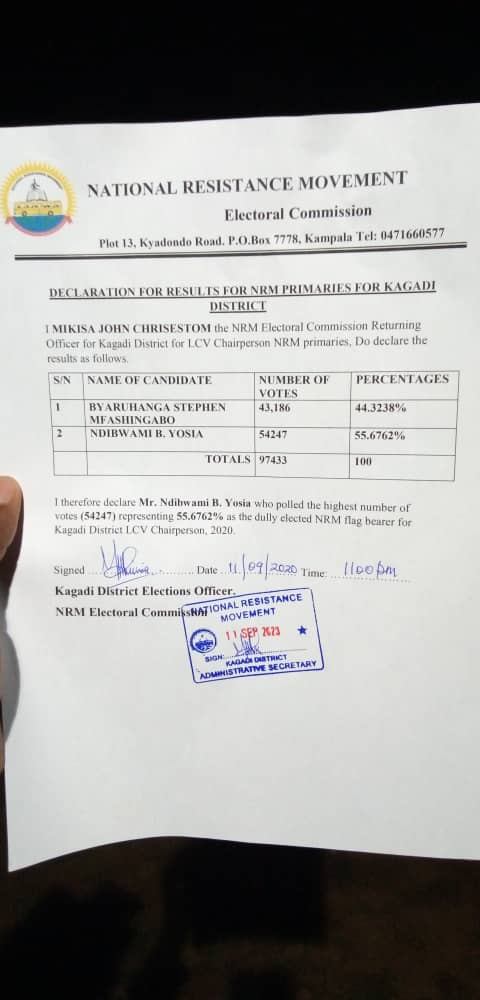 You are currently viewing Ndibwami B.Yosia wins Kagadi District Chairperson Election as NRM Flag bearer