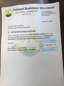 Read more about the article Stephen Twesige Rulekere Confirmed NRM Flag bearer for Buyaga Seat