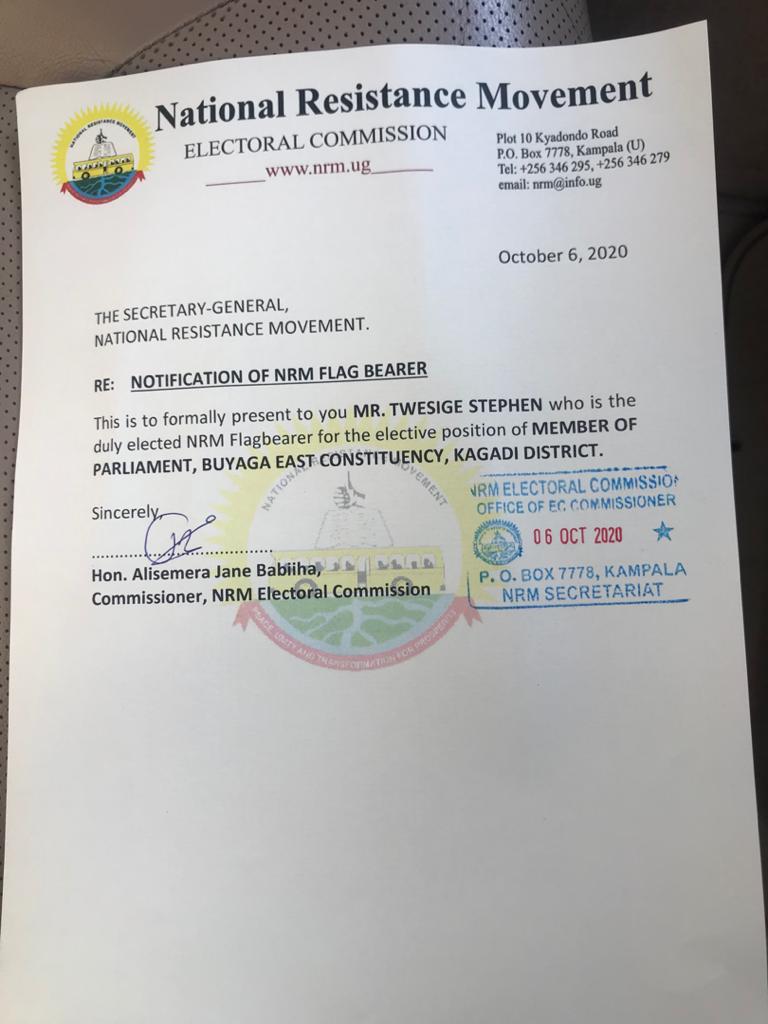 You are currently viewing Stephen Twesige Rulekere Confirmed NRM Flag bearer for Buyaga Seat
