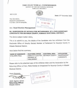 Read more about the article Minister Kasaija unopposed for Buyanja MP Seat after rival withdrew from race